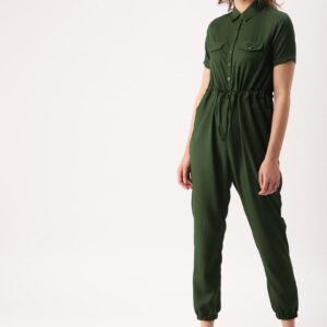 DressBerry Green Solid Basic Jumpsuit