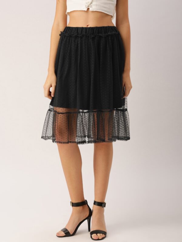 DressBerry Women Black Lace A-Line Skirt