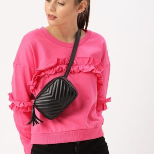 DressBerry Women Pink Solid Sweatshirt