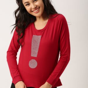 DressBerry Women Red Printed Sweatshirt