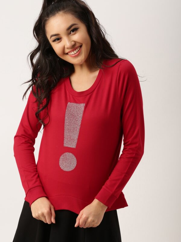 DressBerry Women Red Printed Sweatshirt