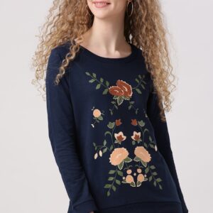 DressBerry Women Navy Printed Sweatshirt