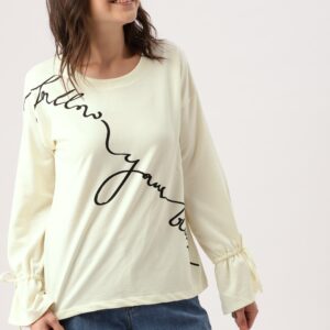 DressBerry Women Off-White Printed Sweatshirt