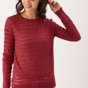 DressBerry Women Rose Self Design Pullover