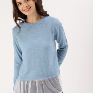 DressBerry Women Blue Solid Pullover