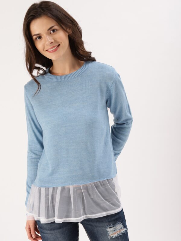 DressBerry Women Blue Solid Pullover