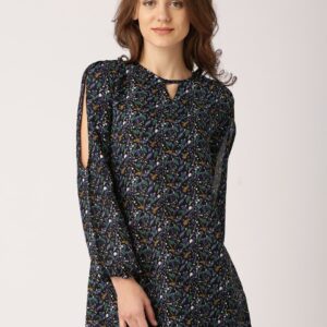 DressBerry Black Printed Polyester Top