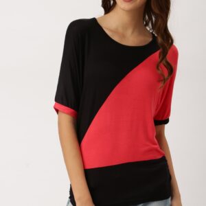 DressBerry Women Black Colorblocked Regular Top