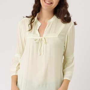 DressBerry Women Cream-Coloured Solid Top