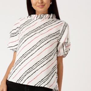 DressBerry Women White  Black Striped Top