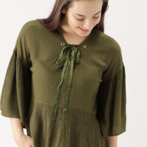 DressBerry Women Olive Green Solid Top