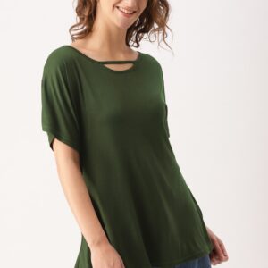 DressBerry Women Olive Green Solid Top