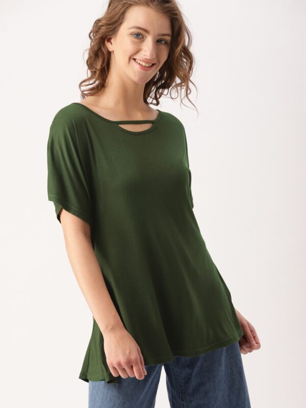 DressBerry Women Olive Green Solid Top