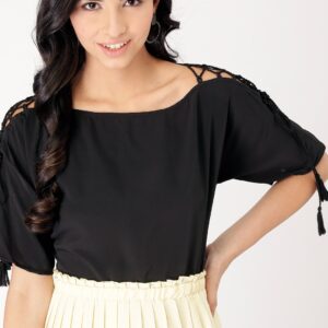 DressBerry Women Black Solid Boxy Top