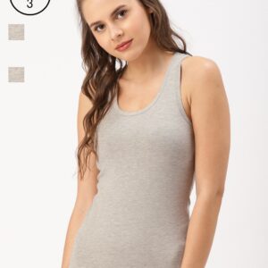 DressBerry Women Pack of 3 Grey Solid Tank Top