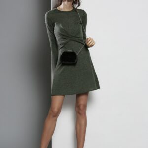 DOROTHY PERKINS Women Olive Green Solid A-Line Dress