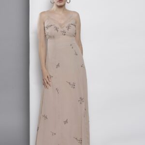 DOROTHY PERKINS Women Beige Embroidered Maxi Dress