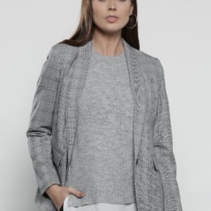 DOROTHY PERKINS Grey Checked Single-Breasted Blazer