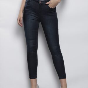 DOROTHY PERKINS Women Petite Navy Blue Regular Fit Mid-Rise Clean Look Stretchable Cropped Jeans