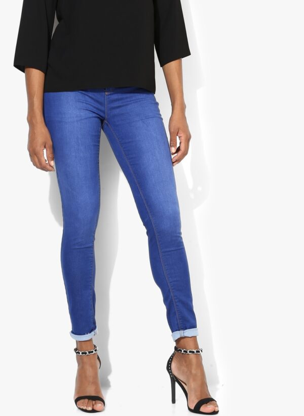 Blue Washed Mid Rise Skinny Fit Jeans