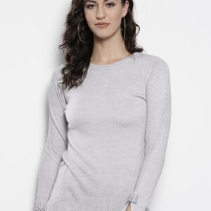 DOROTHY PERKINS Women Grey Melange Solid Sweater