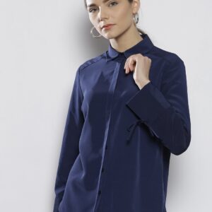 DOROTHY PERKINS Women Navy Blue Regular Fit Solid Casual Shirt