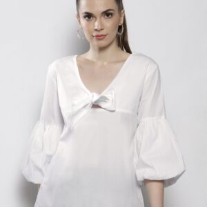 DOROTHY PERKINS Women White Solid A-Line Top