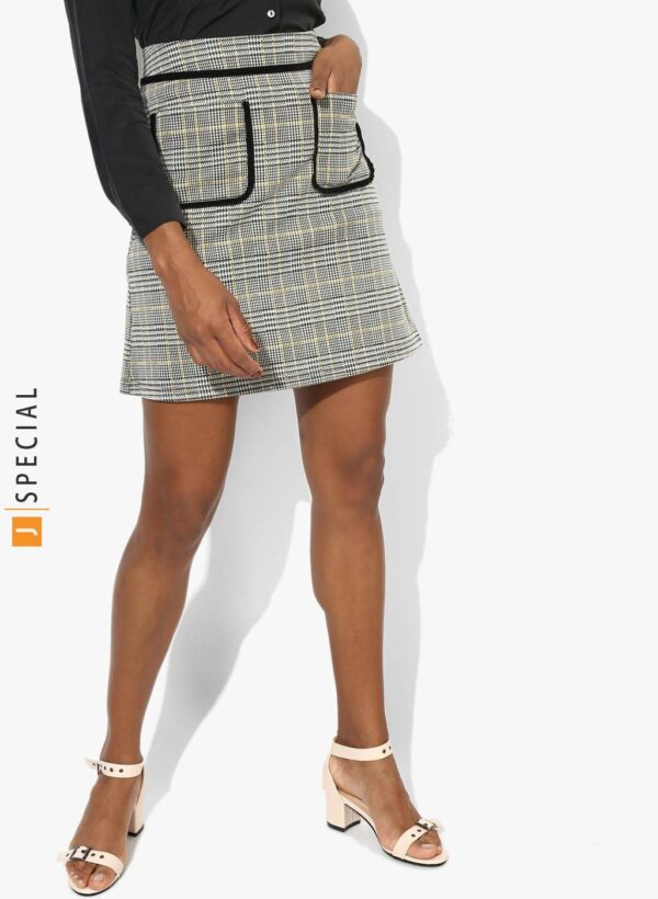 Dorothy Perkins Black Checked A-Line Skirt