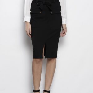 DOROTHY PERKINS Women Black Solid Pencil Skirt