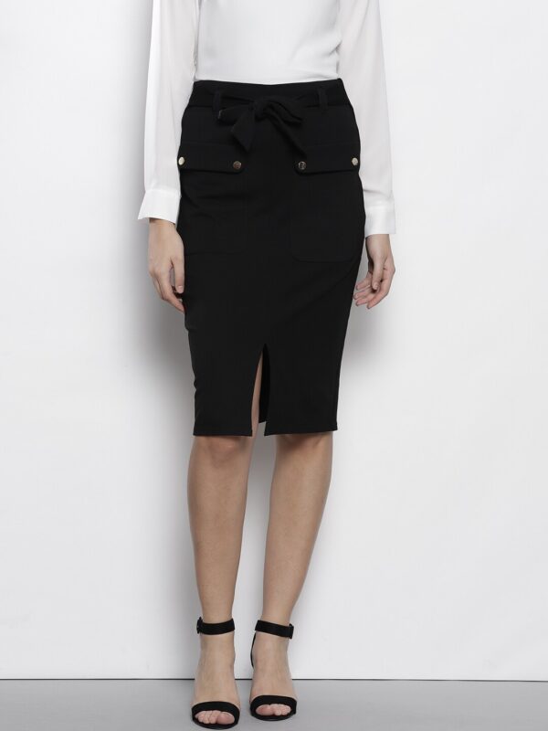 DOROTHY PERKINS Women Black Solid Pencil Skirt