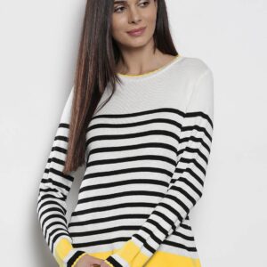 DOROTHY PERKINS Women White  Black Striped Pullover