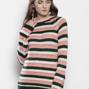 DOROTHY PERKINS Women Pink and Green Striped Pullover