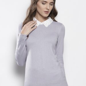 DOROTHY PERKINS Women Lavender Solid Pullover with Beaded Detail