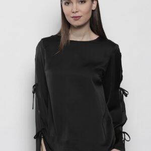 DOROTHY PERKINS Women Black Solid Top with Tie-Ups