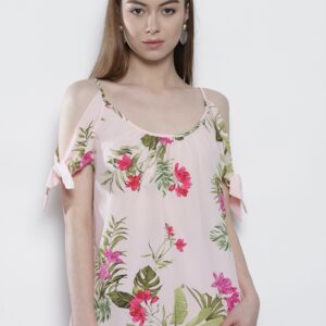 DOROTHY PERKINS Women Pink  Green Printed A-Line Top