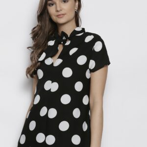 DOROTHY PERKINS Women Black  White Printed A-Line Top