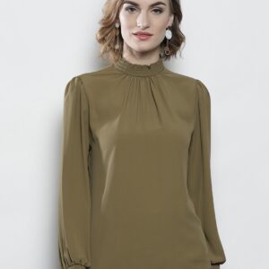 DOROTHY PERKINS Women Olive Green Solid Top