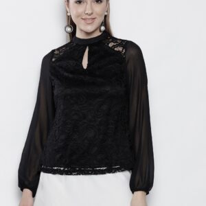 DOROTHY PERKINS Women Black Lace Top