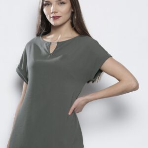 DOROTHY PERKINS Women Grey Solid Top