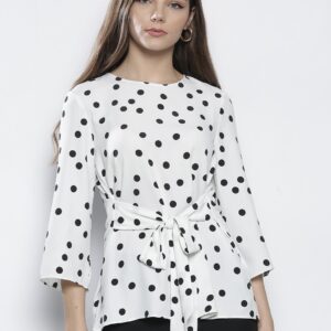 DOROTHY PERKINS Women White  Black Printed Top