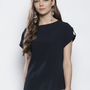 DOROTHY PERKINS Women Navy Blue Solid Top