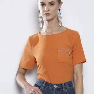 DOROTHY PERKINS Women Orange Solid Top