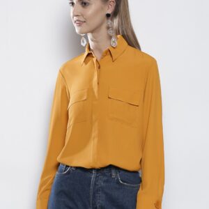 DOROTHY PERKINS Women Mustard Yellow Solid Casual Shirt