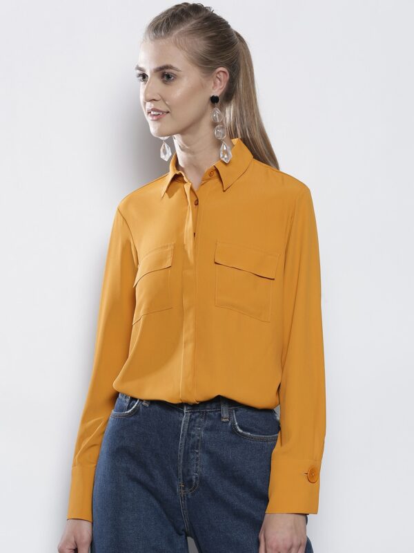 DOROTHY PERKINS Women Mustard Yellow Solid Casual Shirt