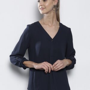 DOROTHY PERKINS Women Navy Blue Solid Top