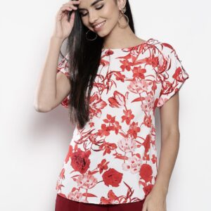 DOROTHY PERKINS Women White  Red Printed Top