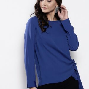 DOROTHY PERKINS Women Blue Solid Wrap Top