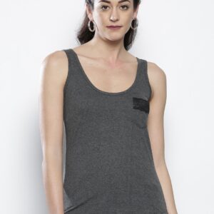 DOROTHY PERKINS Women Charcoal Grey Solid Top