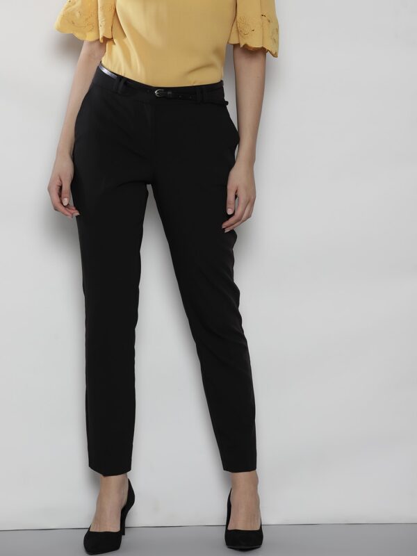 DOROTHY PERKINS Women Black Straight Fit Solid Formal Trousers