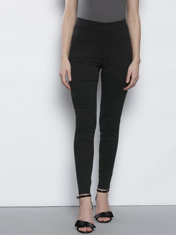 DOROTHY PERKINS Black  White Skinny Fit Striped Treggings